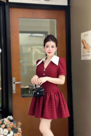 Váy dạ Tweed thu đông | Váy dự tiệc sang chảnh Anh Fashion